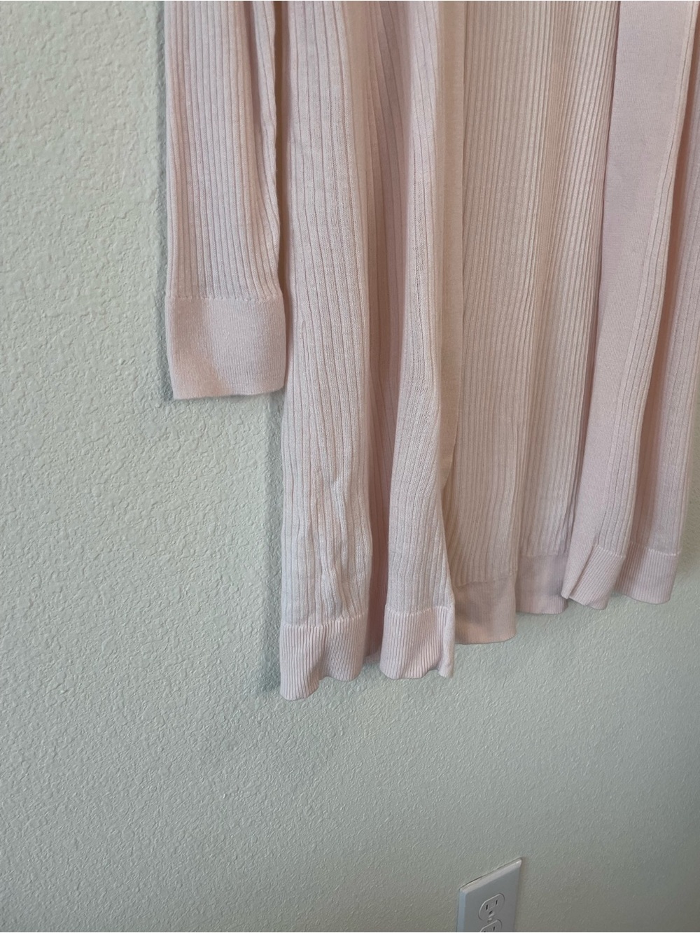 LOFT Pale Pink Open-Front Ribbed Cardigan - Picture 2 of 5